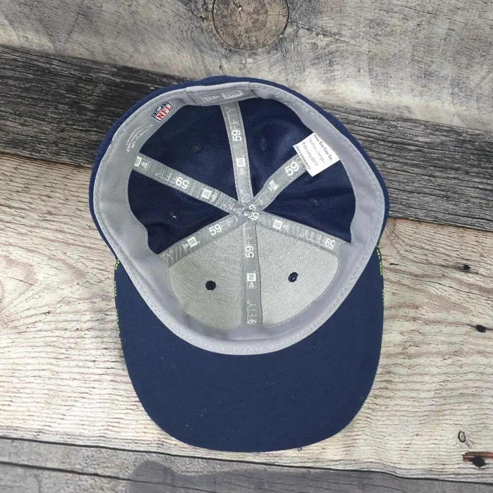 Seattle SEAHAWKS Hat Cap Youth 6 1/2 New Era 59Fifty Honeycomb Fitted Ballcap EU